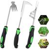 Foyucool Togli Erbacce da Giardino Set di 3, Manico in Gomma Verde