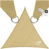TecTake® Tenda a Vela Ombreggiante Quadrata in Polietilene, Protezione dai Raggi UV, Vela da Sole Ombreggiante con Set Funi di Tensione - Beige, Triangolare, 6 m