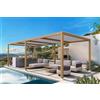 PURPLE LEAF Pergola Bioclimatica Effetto Legno Alluminio 3,5 x 8,5 m, Gazebo da Giardino Esterno Impermeabile con Lame Orientabili, Pergola per Terrazza, Giardino e Carport, Legnoso