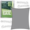 KRUMAD Tenda da sole rettangolare, impermeabile, protezione UV, resistente, per giardino, terrazza e balcone, HDPE arioso 160 g/m², set con 4 corde di montaggio, grigio, 3 x 2 m