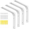 HonQiShiMY 4 Pezzi Staffe a L per Mensole Pesanti, Staffa Angolare Reggimensola da Muro,250x200mm Supporto per Mensole angolo retto 8 pollici, Adatto a Garage Bagni Cucine Soggiorno, bianco