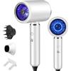 Guyisile Asciugacapelli Professionale 2200W con Motore AC, Tecnologia agli Ioni Anti-Crespo, 4 Temperature e 2 Velocità, con Diffusore e Bocchetta Concentratrice (Bianco)