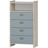 Schildmeyer Lindholm Highboard in legno di quercia sabbia/blu tortora, 60,1 x 33 x 104 cm