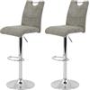 Hela Tische, Miranda - Set di 2 sgabelli da bar/bistrot, in microfibra di colore grigio, base a tromba girevole a 360° con funzione di sollevamento, seduta regolabile in altezza da 60 a 82 cm