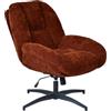 MEUBLE COSY Poltrona Girevole Regolabile in Altezza, Sedia da Salotto Imbottita Funzione di Inclinazione Libera, Poltroncina Relax con Schienale Alto in Tessuto Chenille, Rosso