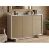 Dmora - Credenza Aneto, Madia da salotto, Buffet da soggiorno a 3 ante e 1 cassetto, 100% Made in Italy, 134x35h87 cm, Bianco e Beige
