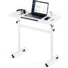 VEVOR Scrivania Regolabile in Altezza, Postazione Sit-Stand Mobile con Piano Inclinabile a 360°, 810 x 410 mm, Ruote Girevoli e Bloccabili, Gancio Laterale, Capacità 25 kg, Ideale per Casa e Ufficio