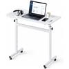 VEVOR Scrivania Regolabile in Altezza, Postazione Sit-Stand Mobil, Piano di Tavolo da 810 x 410 mm, Ruote Bloccabili e Gancio Portaoggetti, Capacità Massima di 25 kg, Ideale per Casa e Ufficio, Bianco
