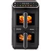 Ariete 4640 Air Fryer Vertical DUO, Friggitrice ad aria doppia verticale, 2460W, 11L, Due cestelli, Sync e Dual, 6 programmi, Funzione Grill, Fino a 200°C
