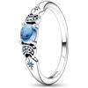 PANDORA Disney Anello con Aladin e Jasmine in argento Sterling con cristallo blu ghiaccio e cristallo blu chiaro di luna, 60
