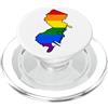 New Jersey Map USA State Rainbow Pride F New Jersey Mappa USA Stato New Jersey Arcobaleno Orgoglio PopSockets PopGrip per MagSafe