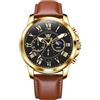 OLEVS Orologio da uomo analogico al quarzo con cinturino in pelle, quadrante grande e data, impermeabile, lussuoso, luminoso