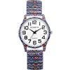 Oidea Orologio da polso da donna, facile da leggere, con stampa bohémien, cinturino elastico, retrattile, cinturino elasticizzato, analogico, al quarzo, casual, da donna, Fiore di Boemia C, Cinturino
