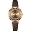 BIEWO Orologio da polso da donna, analogico, al quarzo, con cinturino in pelle, Caffè profondo., Cinturino