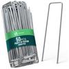 VOUNOT® Set da 50 Picchetti di Fissaggio per Telo Pacciamatura in Metallo Zincato, Picchetti da Giardino a U 150x30 mm Ø 3 mm, per Teli Anti Erbacce, Reti, Prato Artificiale e Tubo Irrigazione