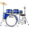 TIGER JDS14-BL - Batteria 5 pezzi per ragazzi, con sgabello, bacchette e chiave per accordatura - garanzia 2 anni inclusa. Colore blu