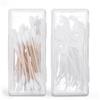 Aphumedc Contenitore portatile da viaggio per cotton fioc, 2 pezzi, in plastica trasparente, contenitore piccolo per filo interdentale con coperchio antipolvere, per spugne da trucco, elastici per capelli