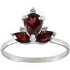 Jewels and Art Emporium Anello Trilogy con granato rosso, realizzato a mano, in argento Sterling 925, con gemme rosse, elegante anello a forma di corona