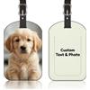 HALLROCK Targhetta Valigia Personalizzata con Foto e Testo, Etichetta per Bagaglio in Pelle Microfibra con Copertura Privacy, Identificatore da Viaggio per Uomo Donna Amanti degli Animali