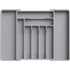 Lifewit Porta Posate Cucina Cassetto, Organizer Posate da Espandibile, Portaposate Salvaspazio, Divisori in Plastica per Utensili, Forchette, Profondità 38 cm, Largezza 33-56,8cm, Grigio