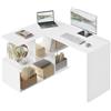 WOLTU Scrivania Angolare a Forma di L con Libreria, 120x100x75 cm, Bianco, Scrivania Ufficio per Computer, Tavolo da Lavoro, Studio and Soggiorno