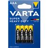 VARTA BLISTER 4 BATTERIE MINISTILO AAA - ZINCO CARBONE - MASTER CARTON DA 12 PZ