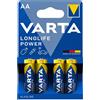 VARTA LONGLIFE POWER - BLISTER 4 BATTERIE STILO AA - MASTER CARTON DA 20 PZ