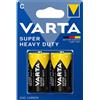 BATTERIE ZINCO VARTA SUPER HEAVY DUTY MEZZA TORCIA R14 C 1.5V 2PZ