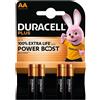 DURACELL PLUSPOWER BOOST (MN1500P) - BLISTER 4 BATTERIE STILO AA (MASTER CARTON 20 BLISTER)