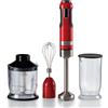 ARIETE MODERNA ROSSO (602/00) - FRULLATORE AD IMMERSIONE CON BICCHIERE, TRITATUTTO E FRUSTA - TASTO