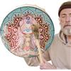 Generic Tamburo a mano sciamanico - Tamburo indiano fatto a mano in pelle sintetica | Strumenti sciamani rotondi con grande, di legno vintage incluso musicali spirituali per