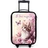 NoBoringSuitcases.com NoBoringSuitcases© Valigia Per Bambini Personalizzato Con Un Nome Bagaglio | 48x31x19 cm - Ultraleggero Trolley A Mano Rigidi LED Ruote Valigie Neonato - Ragazze - Gattino - Farfalle - Viola