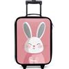 NoBoringSuitcases.com® Valigia Per Bambini Compatto 48x31x19 cm Bagaglio Ultraleggero Trolley A Mano Rigidi LED Ruote Valigie Bimbi - Ragazze - Coniglio - Blush - Rosa