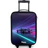 NoBoringSuitcases.com® Valigia Per Bambini Compatto 48x31x19 cm Bagaglio Ultraleggero Trolley A Mano Rigidi LED Ruote Da Viaggio - Ragazzo - Fasci di luce - Neon - Auto corsa