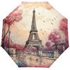 Niigeu Romantica Parigi Torre Eiffel Ombrello Pieghevole Automatico Ombrelli Antivento Protezione UV da Viaggio per Bambini Ragazzi Ragazze