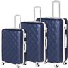 Coveri Set 3 Trolley Valigie Bagaglio a Mano Vintage Valigia Guscio Rigido In ABS 4 Ruote Manico teloscopico Doppio Scompartimento Interno e Chiusura di Sicurezza con combinazione (Blu)