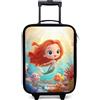 NoBoringSuitcases.com NoBoringSuitcases© Valigia Per Bambini Compatto Bagaglio Ultraleggero | 48x31x19 cm - Trolley A Mano Rigidi LED Ruote Da Viaggio - Ragazze - Sirena - Pesce - Corallo