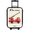 NoBoringSuitcases.com NoBoringSuitcases© Valigia Per Bambini Personalizzato Con Un Nome Bagaglio | 48x31x19 cm - Ultraleggero Trolley A Mano Rigidi LED Ruote Valigie Bimbi - Ragazzo - Autopompa - Firmato - Rosso