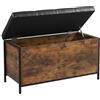 Relaxdays Panca Contenitore, Imbottita in Ecopelle, Industrial, 50x80x40 cm, Ingresso, Marrone