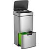 WELL HOME MOBILIARIO & DECORACIÓN WELL HOME Cestino per rifiuti 62L (37L+25L), con 2 scomparti, apertura automatica con sensore, in acciaio inox, cromato