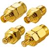 Vecys 4 Pezzi Adattatore SMA a MCX 4 Tipi Kit 50 Ohm SMA a MCX Adattatore coassiale RF per Antenna 4G LTE WiFi WLAN Sistema GPS Wireless