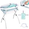 moovkee. Pieghevole Vaschetta Bagnetto Neonato con Supporto 80cm - Vasca da Bagno Bambini 1-3 Anni con Termometro Incorporato e Tubo di Scarico - Offri il massimo comfort al tuo bambino