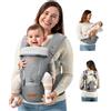 besrey Marsupio Neonato besrey, Porta Bambino con Sedile Ergonomico, con Supporto alla Schiena Genitore e Rete Mesh Traspirante Perfetto per Neonati Bebè e Bambino + 2 Bavaglini in Cotone, Grigio