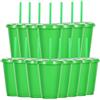 Yisituo Bicchieri per bambini con coperchio e cannuccia, 15 bicchieri di plastica, 486 ml, per feste, campeggio, viaggi (15, verde)