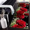 Siunwdiy Tappeto da Cucina,Motivo Rosa 3D Tappeto 2 metri Nero rosso Tappeto Passatoia Tappeto Cucina Antiscivolo Lavabile Tappeti Runner Lungo Tappeto per Cucina, Corridoio,Soggiorno，50x200cm