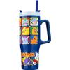 Get Trend Pokemon Tazza Termica con Manico e Cannuccia 920ml, Borraccia Termica Acciaio Inox a Doppia Parete Senza BPA, 42H Ghiaccio, 12H Freddo e 8H Caldo, Coperchio (Multi Pokemon)