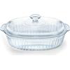 Luvan Pirofila in Vetro da 2,8L/3Qt con Coperchio e Manico, Pirofila in Vetro Trasparente Senza Piombo, Adatta per Forno e Microonde, Ideale per Marinare, Cuocere e Cucinare
