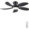 Surtime Ventilatore da Soffitto 106CM a Profilo Basso con Luci e Telecomando, Ventilatore da Soffitto Nero con Motore DC Reversibile Silenzioso