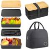 Dexpally Porta Pranzo Set, 2 Strati Portapranzo con Posate 1200ml Lunch Box Ermetica con Borsa Termica Porta Pranzo Lmpilabile Scatole Bento Box per Adulti Bambini Picnic Scuola Ufficio