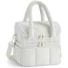FARYODI Borsa termica per il pranzo da donna, a doppia parete, isolata, trapuntata, a prova di perdite, durevole, per viaggi, picnic (crema)